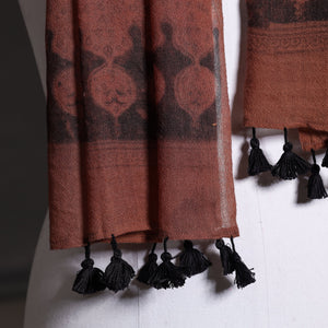 Brown - Ajrakh Hand Block Printed Pure Woolen Stole
