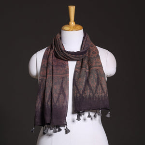 Brown - Ajrakh Hand Block Printed Pure Woolen Stole