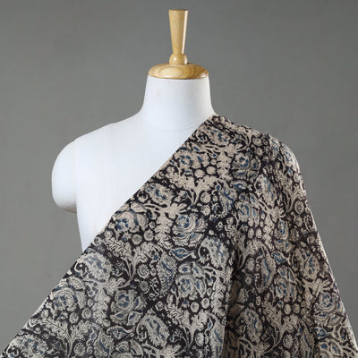Black - Pedana Kalamkari Block Printed Mul Cotton Fabric 03