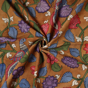 Brown - Bangalore Silk Srikalahasti Pen Kalamkari Fabric 03