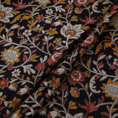 Black - Cotton Kalamkari Print Fabric 24