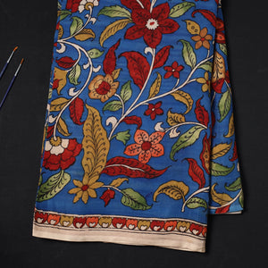 Blue - Bangalore Silk Srikalahasti Pen Kalamkari Fabric 05