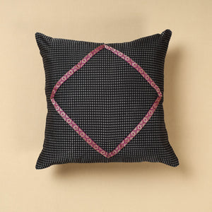 Black - Khun Weave Cotton Cushion Cover (16 x 16 in)
