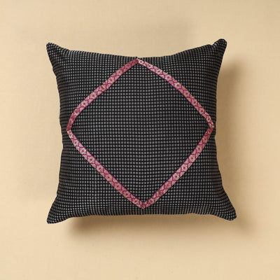 Black - Khun Weave Cotton Cushion Cover (16 x 16 in)