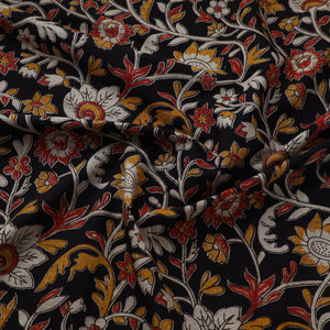 Black - Cotton Kalamkari Print Fabric 24
