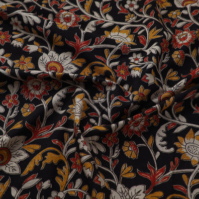 Black - Cotton Kalamkari Print Fabric 24