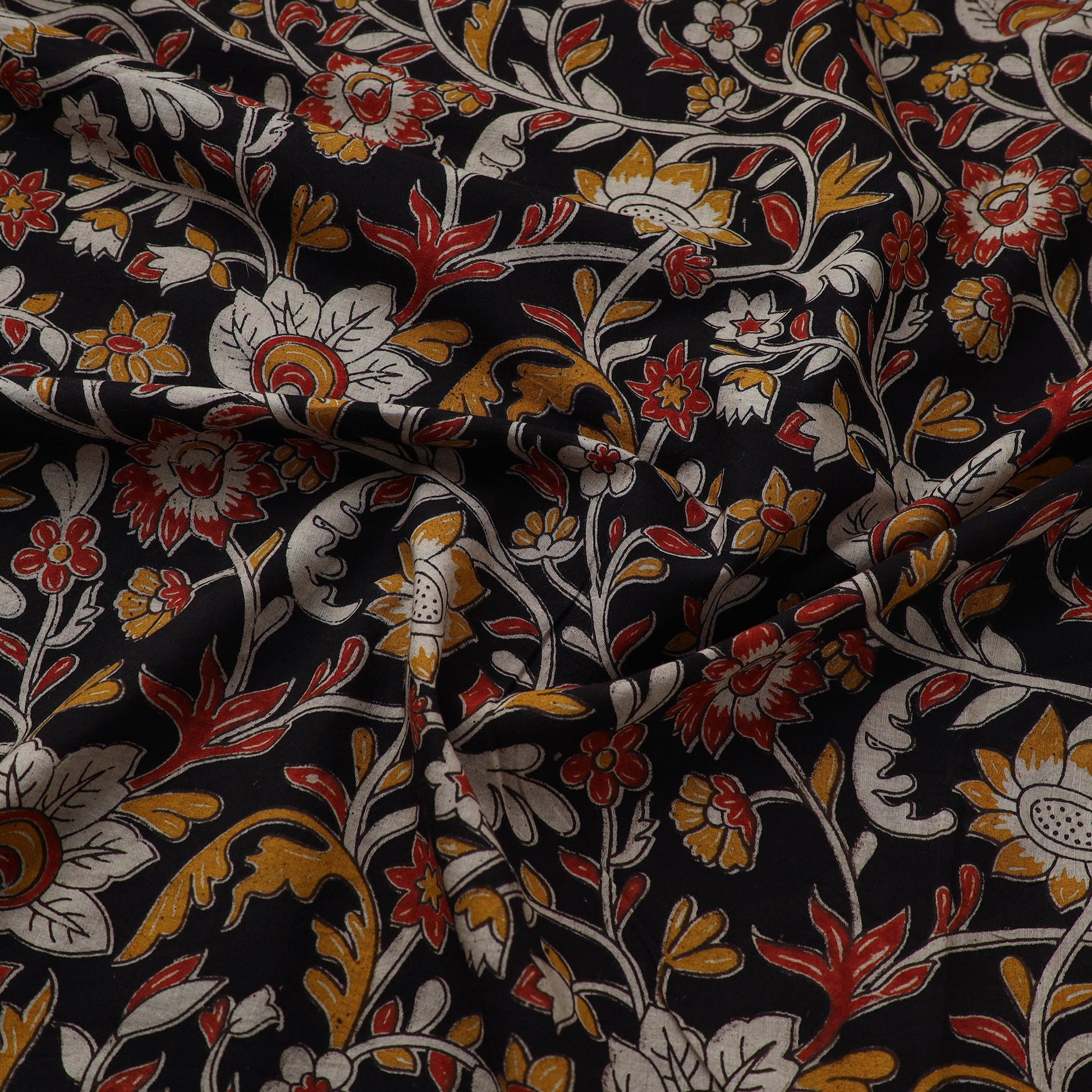 Black - Cotton Kalamkari Print Fabric 24