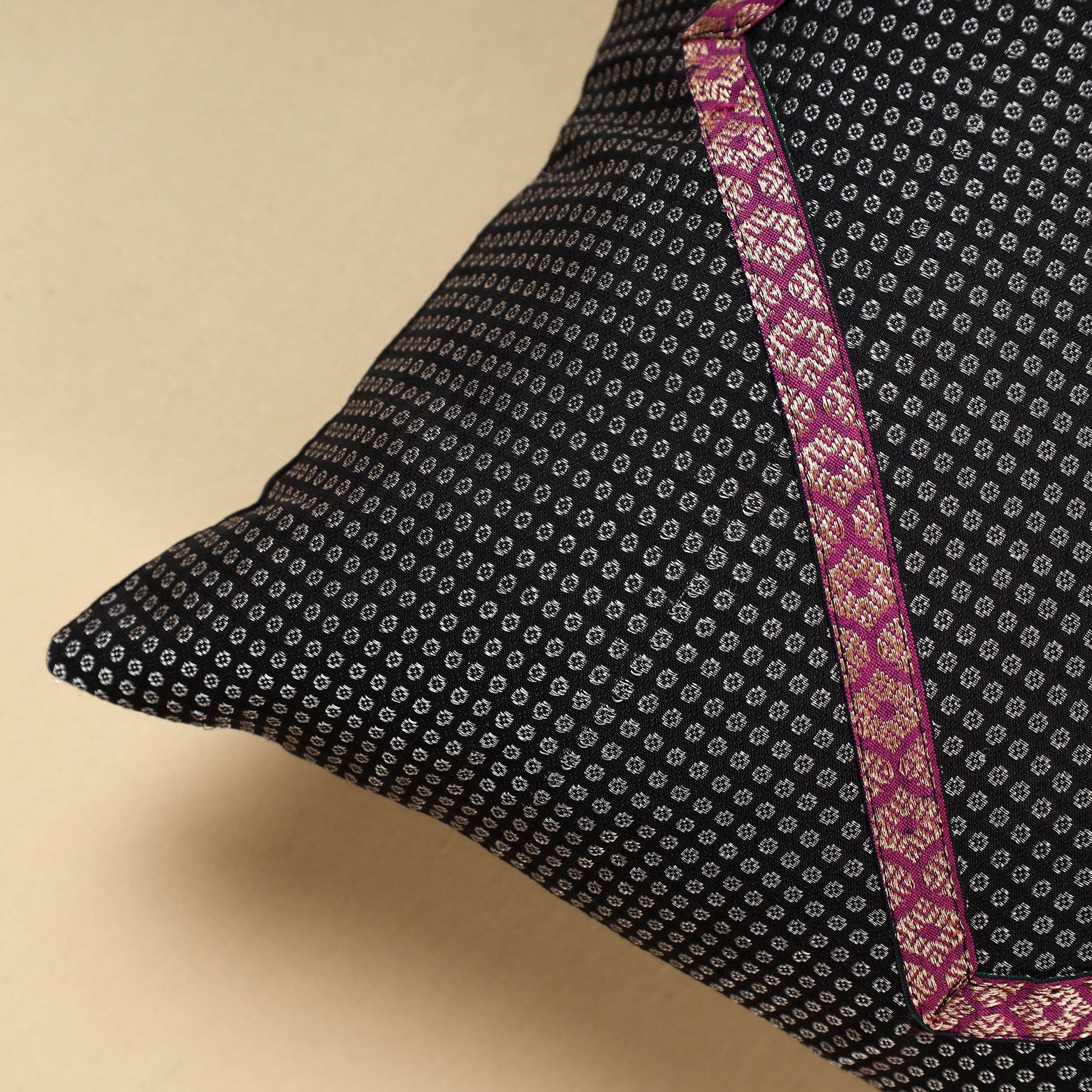 Black - Khun Weave Cotton Cushion Cover (16 x 16 in)