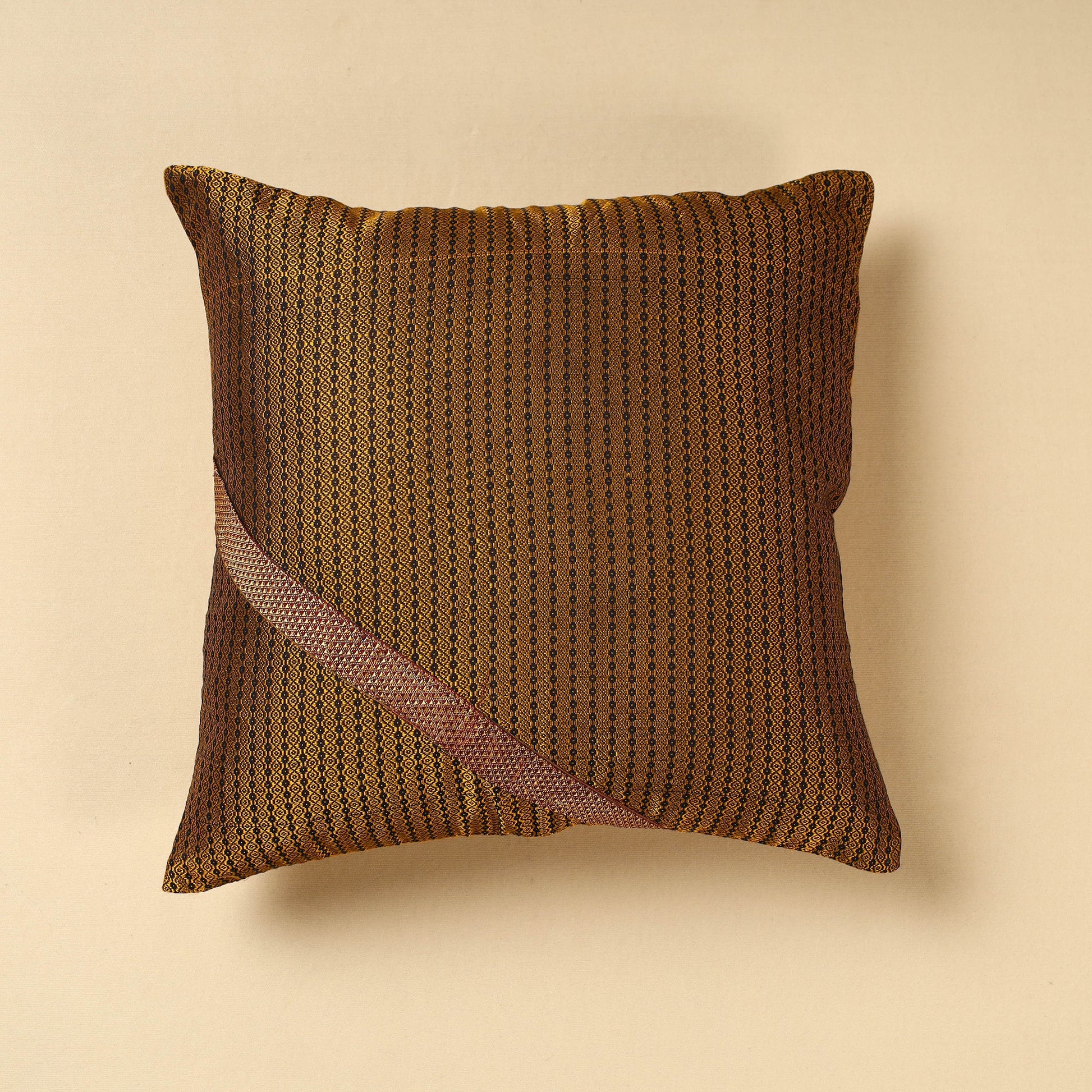 Brown - Khun Weave Cotton Cushion Cover (16 x 16 in)