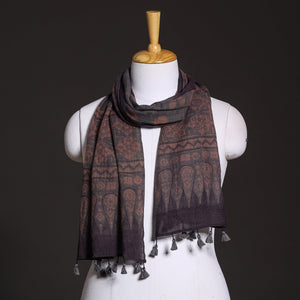 Brown - Ajrakh Hand Block Printed Pure Woolen Stole