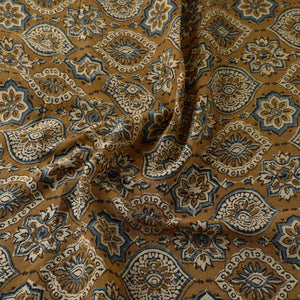 Brown - Ajrakh Hand Block Printed Mul Cotton Fabric 03