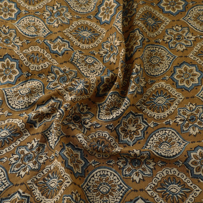 Brown - Ajrakh Hand Block Printed Mul Cotton Fabric 03