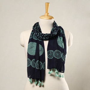 Black - Hand Batik Printed Mul Cotton Stole with Tassels 15