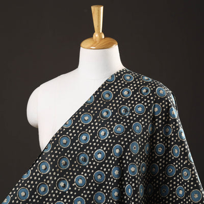 Black - Pipad Block Printed Cotton Fabric