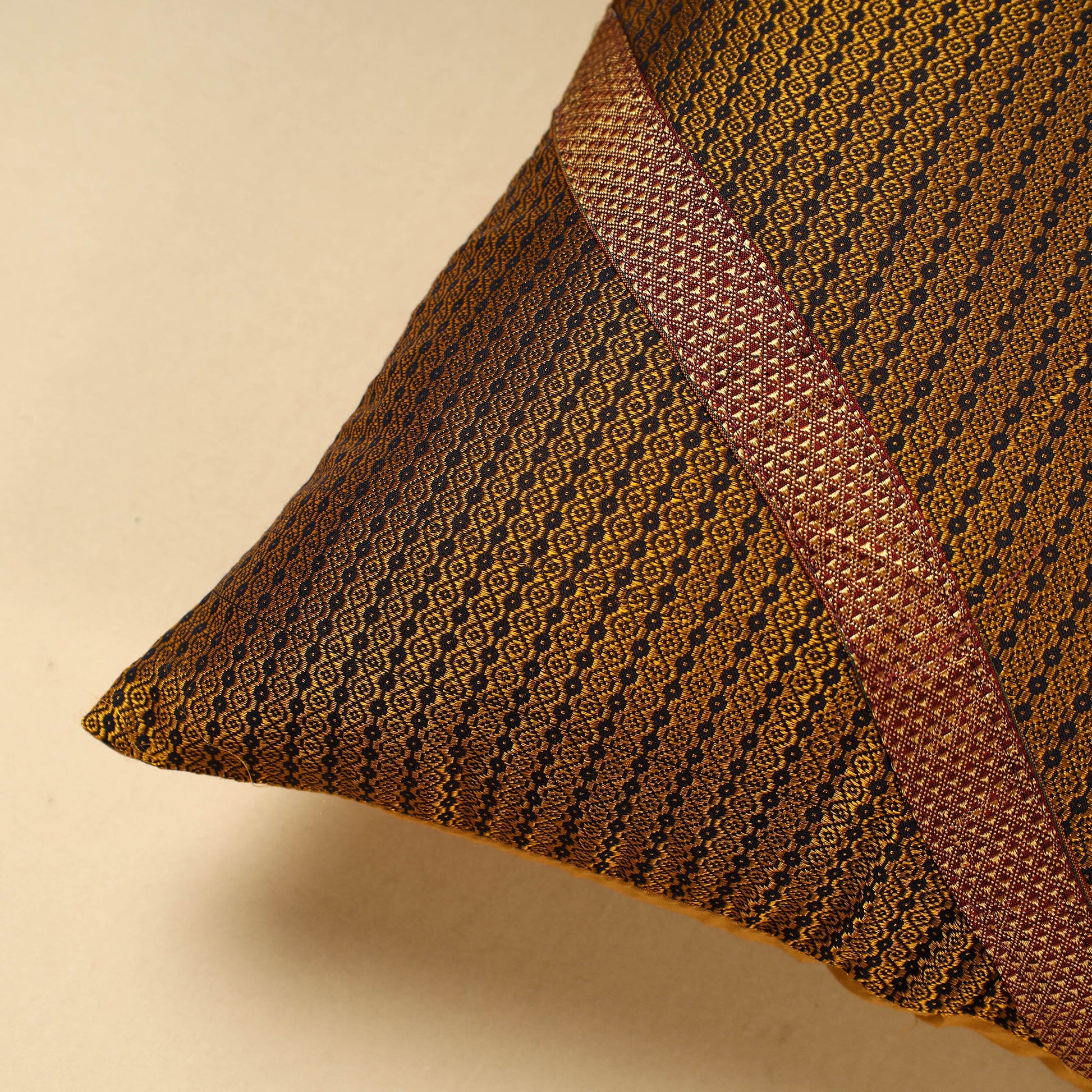 Brown - Khun Weave Cotton Cushion Cover (16 x 16 in)