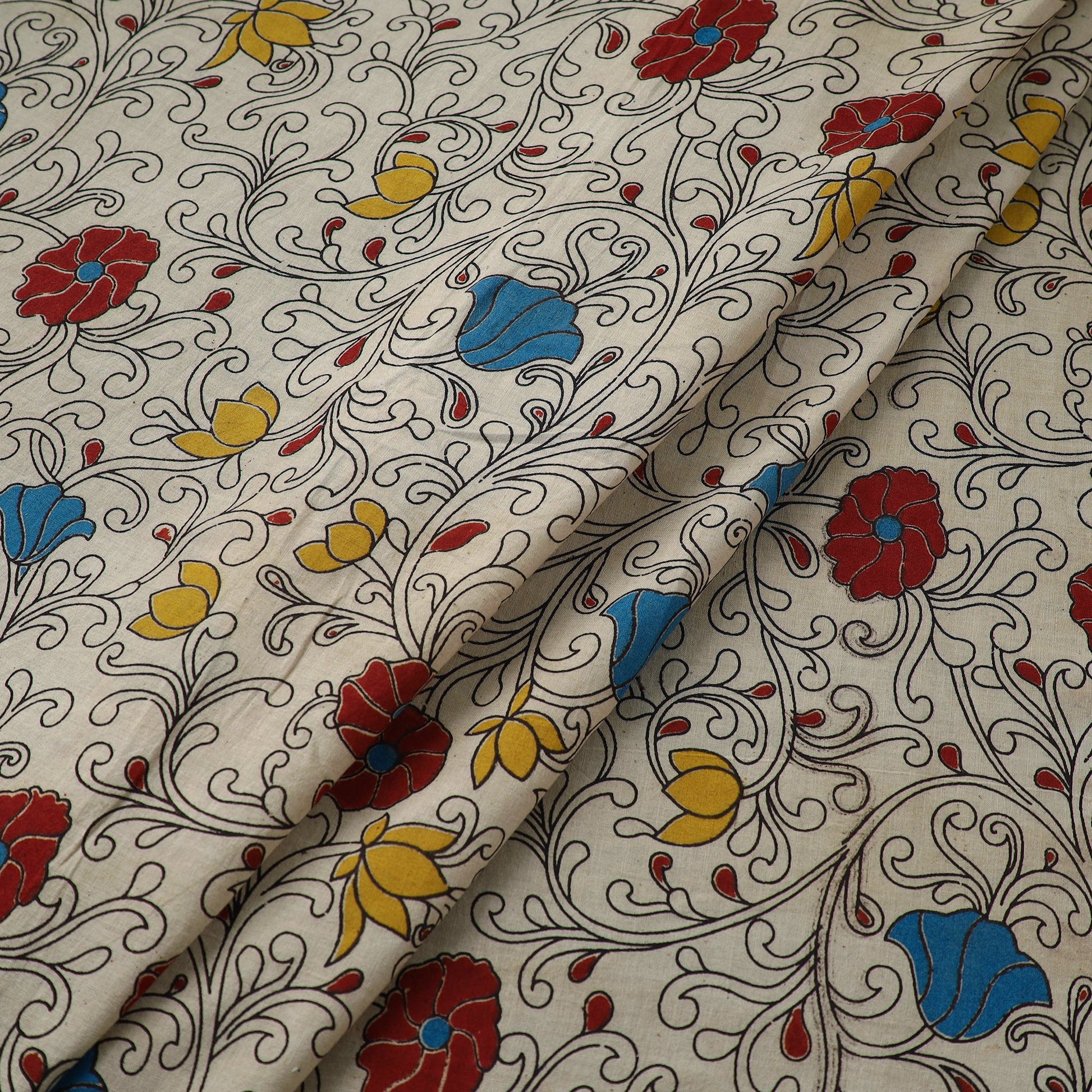 Beige - Cotton Kalamkari Print Fabric 25