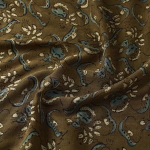 Brown - Ajrakh Hand Block Printed Mul Cotton Fabric 09
