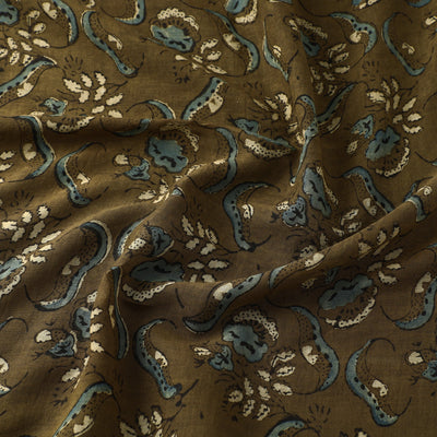 Brown - Ajrakh Hand Block Printed Mul Cotton Fabric 09