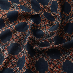Blue - Ajrakh Hand Block Printed Mul Cotton Fabric 13