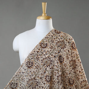 Beige - Pedana Kalamkari Hand Block Printed Mul Cotton Fabric 09