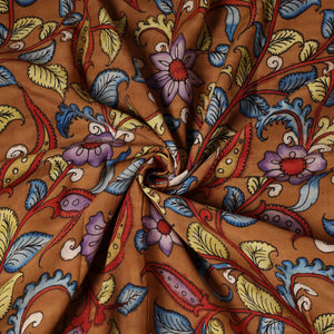 Brown - Bangalore Silk Srikalahasti Pen Kalamkari Fabric 10