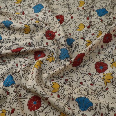 Beige - Cotton Kalamkari Print Fabric 25