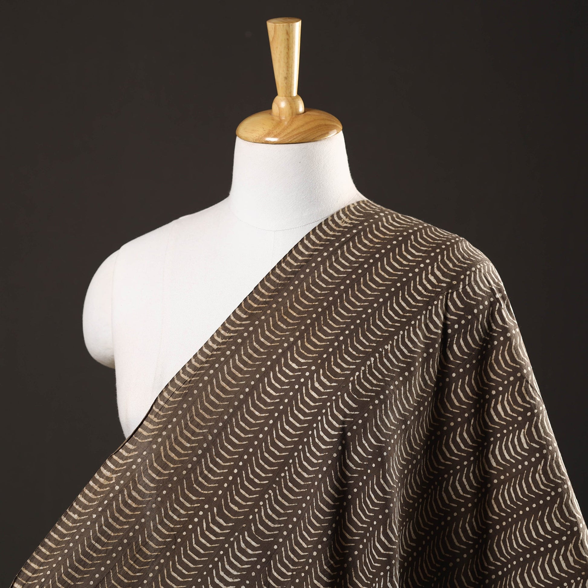 Brown - Pipad Block Printed Cotton Fabric