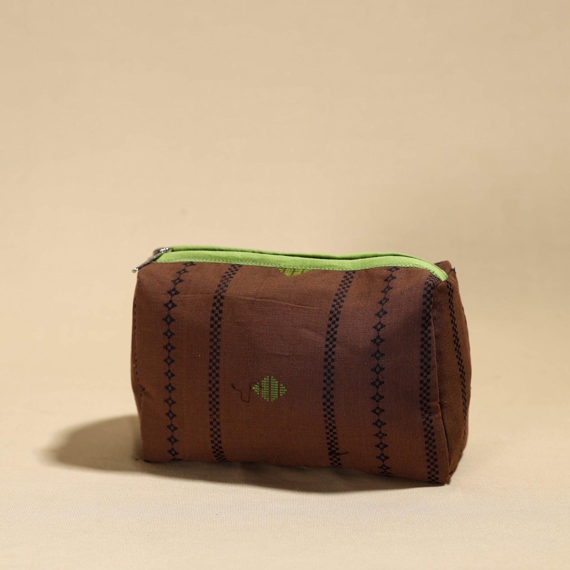 Brown - Handmade Cotton Toiletry Pouch 03