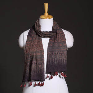 Brown - Ajrakh Hand Block Printed Pure Woolen Stole