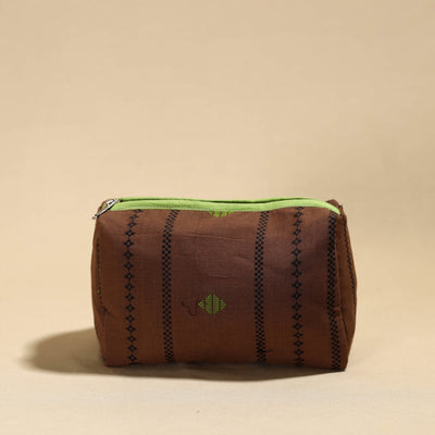 Brown - Handmade Cotton Toiletry Pouch 03