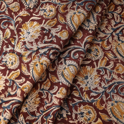 Brown - Kalamkari Block Printed Cotton Fabric