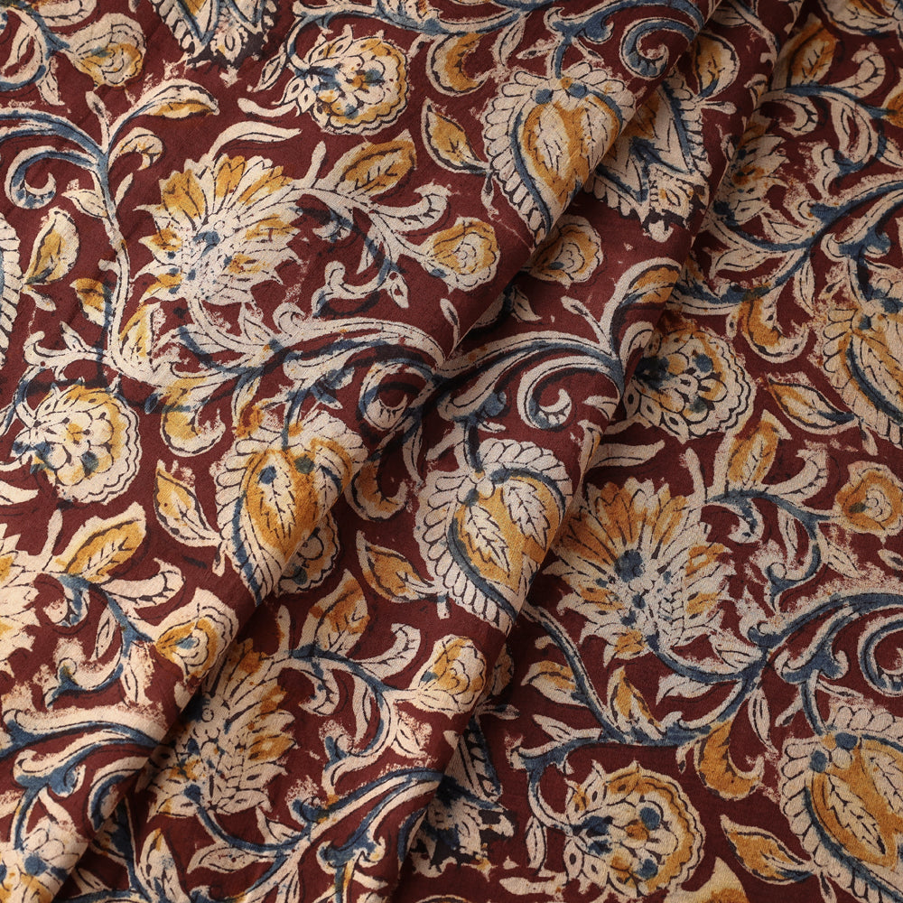 Brown - Kalamkari Block Printed Cotton Fabric