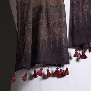 Brown - Ajrakh Hand Block Printed Pure Woolen Stole