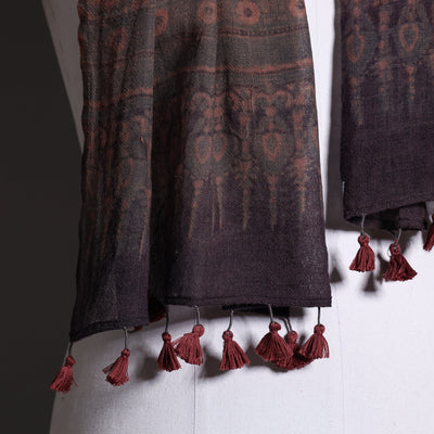 Brown - Ajrakh Hand Block Printed Pure Woolen Stole
