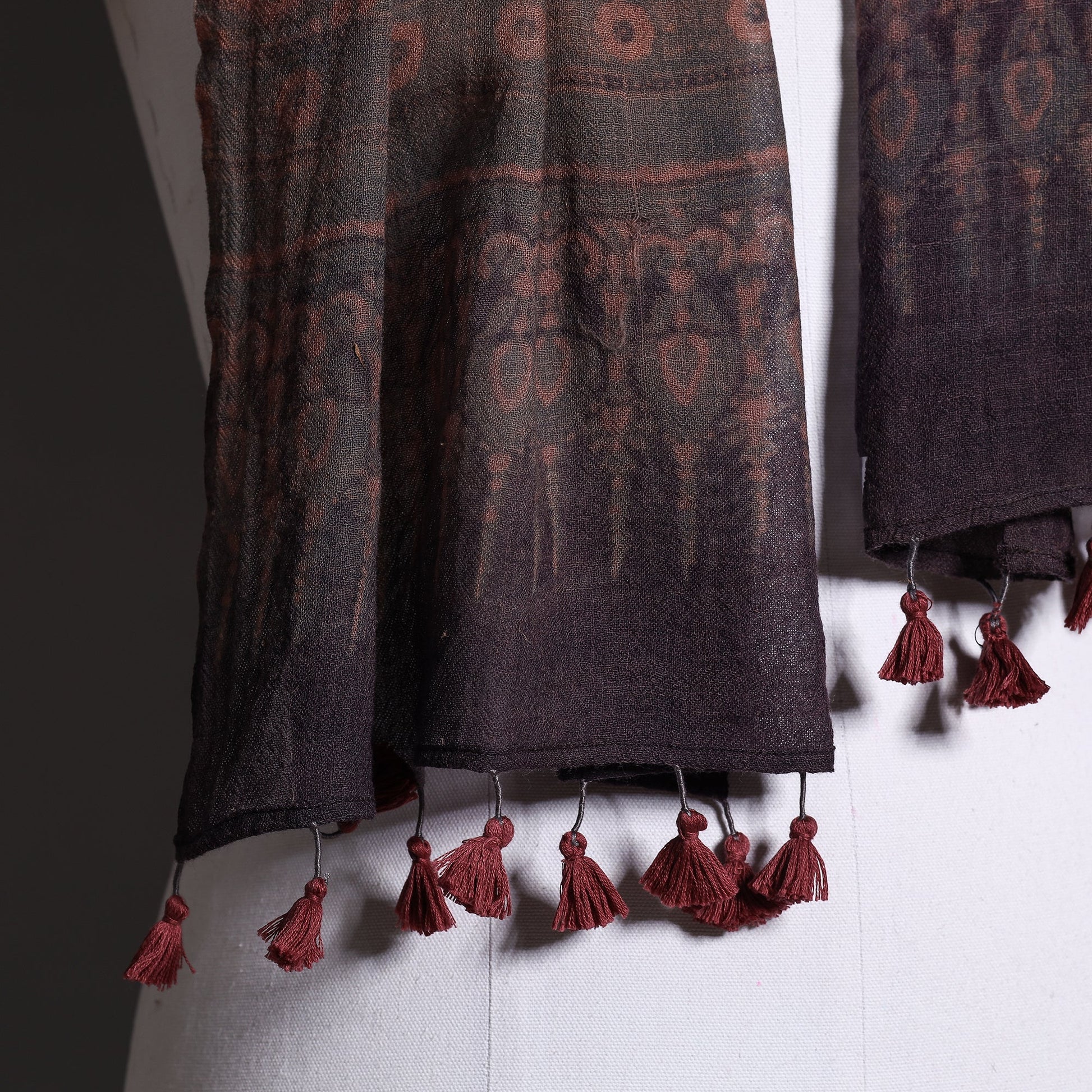 Brown - Ajrakh Hand Block Printed Pure Woolen Stole