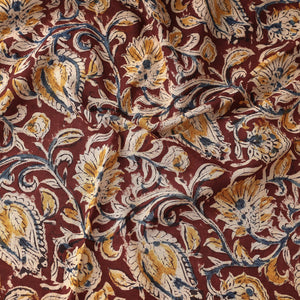 Brown - Kalamkari Block Printed Cotton Fabric