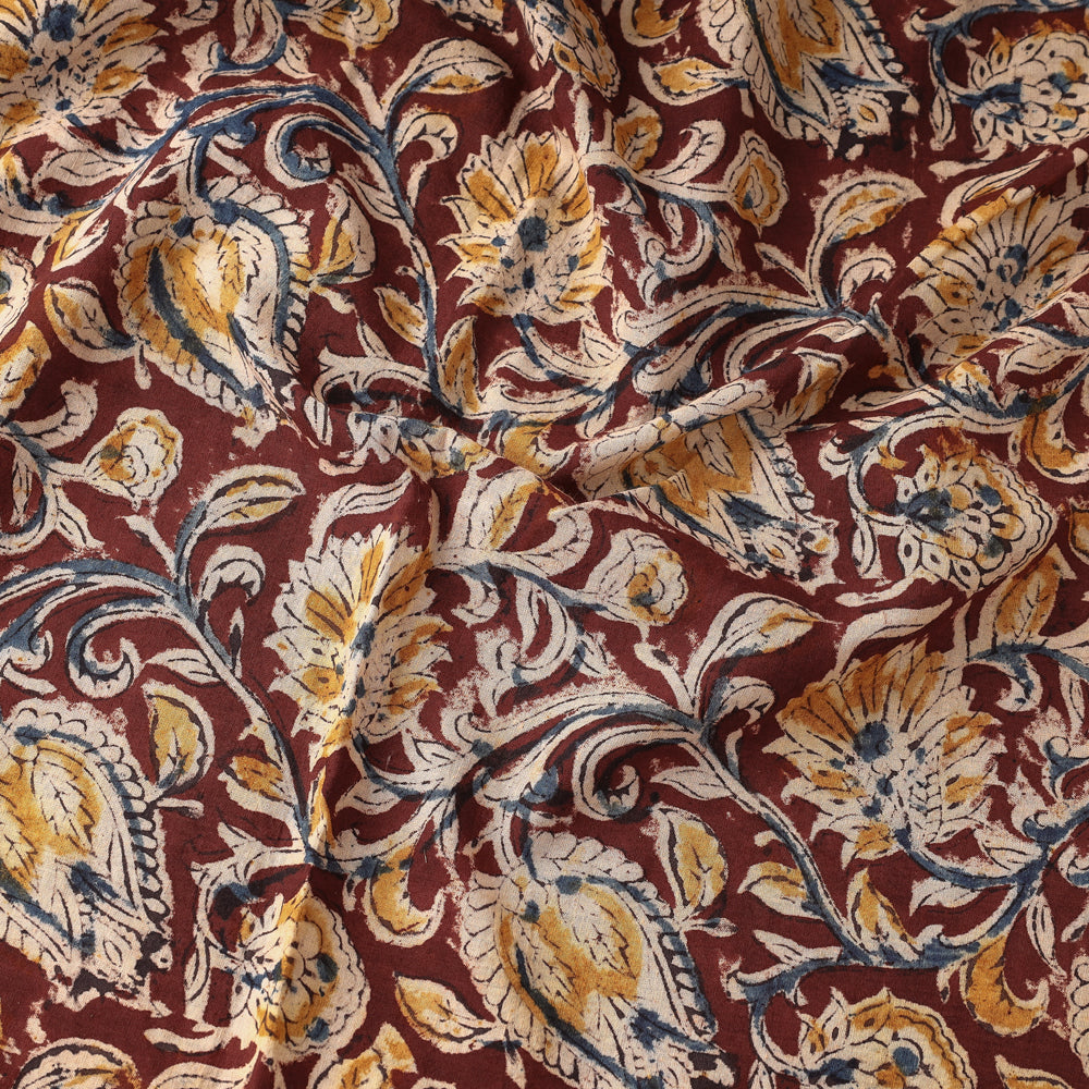 Brown - Kalamkari Block Printed Cotton Fabric