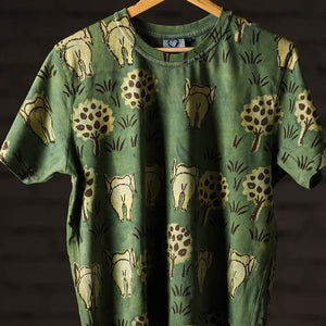 Bindaas Block Art Printed Cotton Unisex Round Neck T-shirt 15