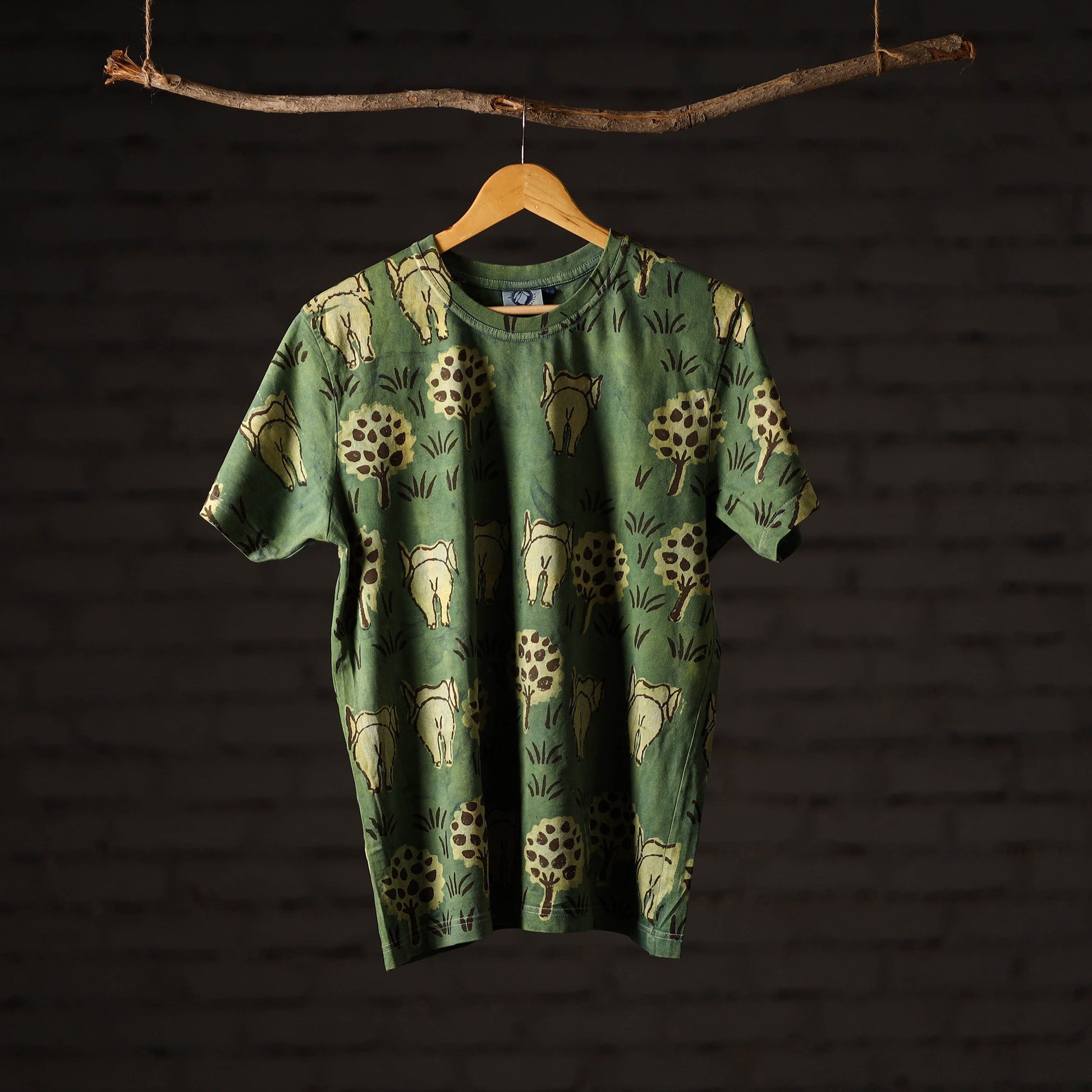 Bindaas Block Art Printed Cotton Unisex Round Neck T-shirt 15
