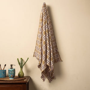 Brown - Honeycomb Handloom Cotton Bath Towel From Dehradun