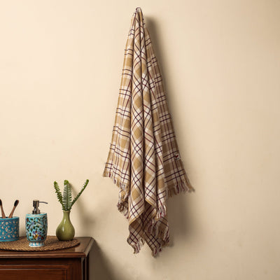 Brown - Honeycomb Handloom Cotton Bath Towel From Dehradun