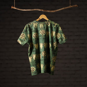 Bindaas Block Art Printed Cotton Unisex Round Neck T-shirt 15