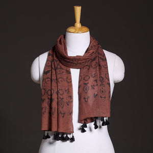 Brown - Ajrakh Hand Block Printed Pure Woolen Stole