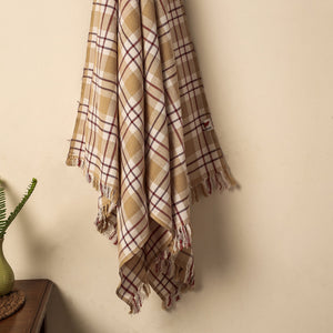 Brown - Honeycomb Handloom Cotton Bath Towel From Dehradun