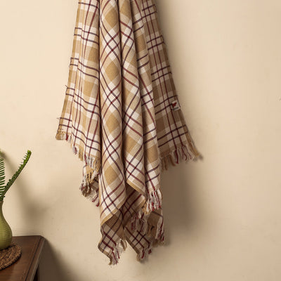 Brown - Honeycomb Handloom Cotton Bath Towel From Dehradun