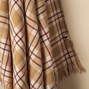 Brown - Honeycomb Handloom Cotton Bath Towel From Dehradun