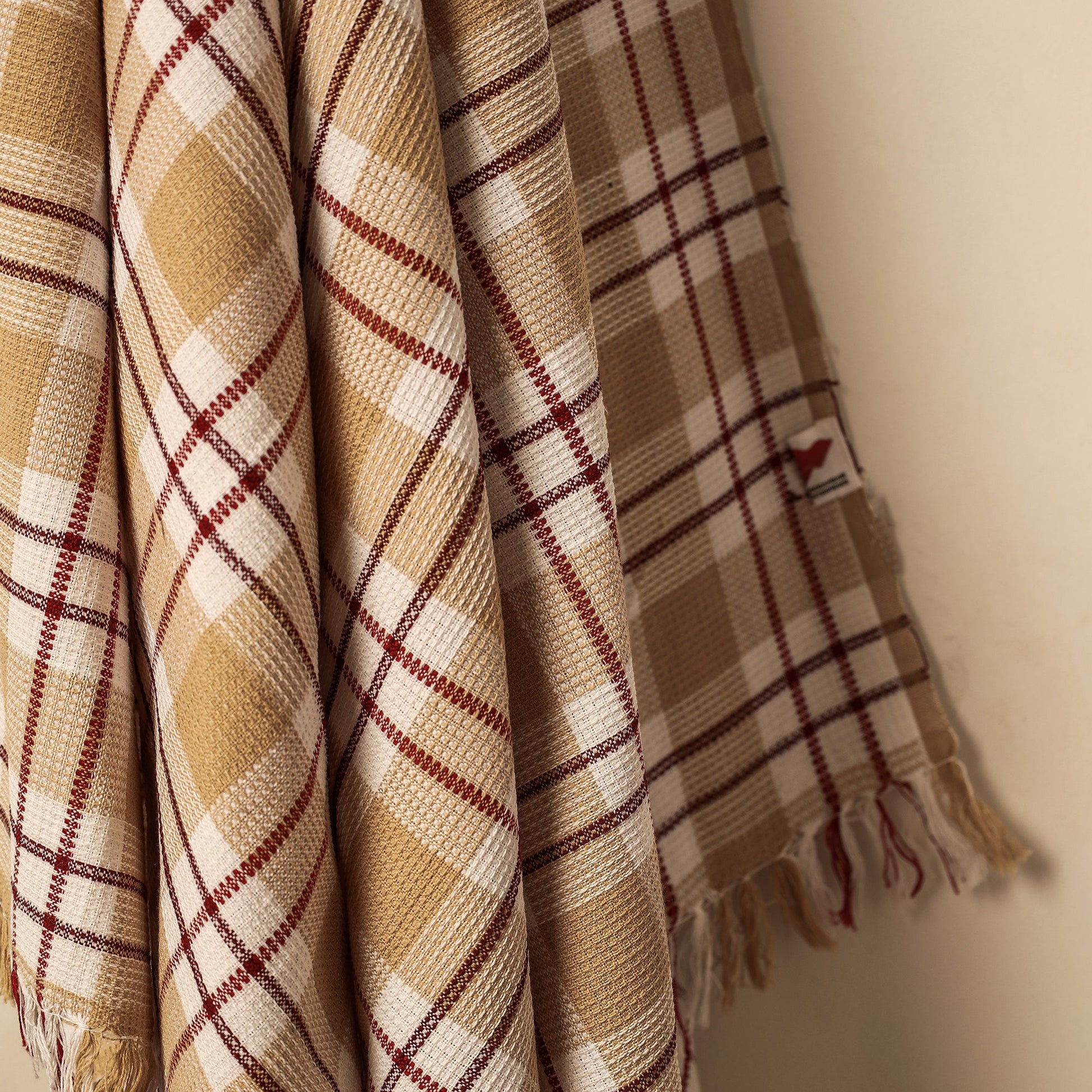 Brown - Honeycomb Handloom Cotton Bath Towel From Dehradun