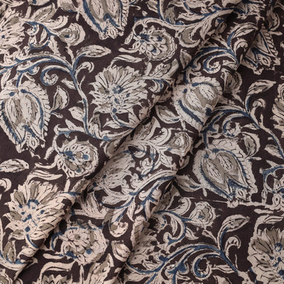 Brown - Kalamkari Block Printed Cotton Fabric