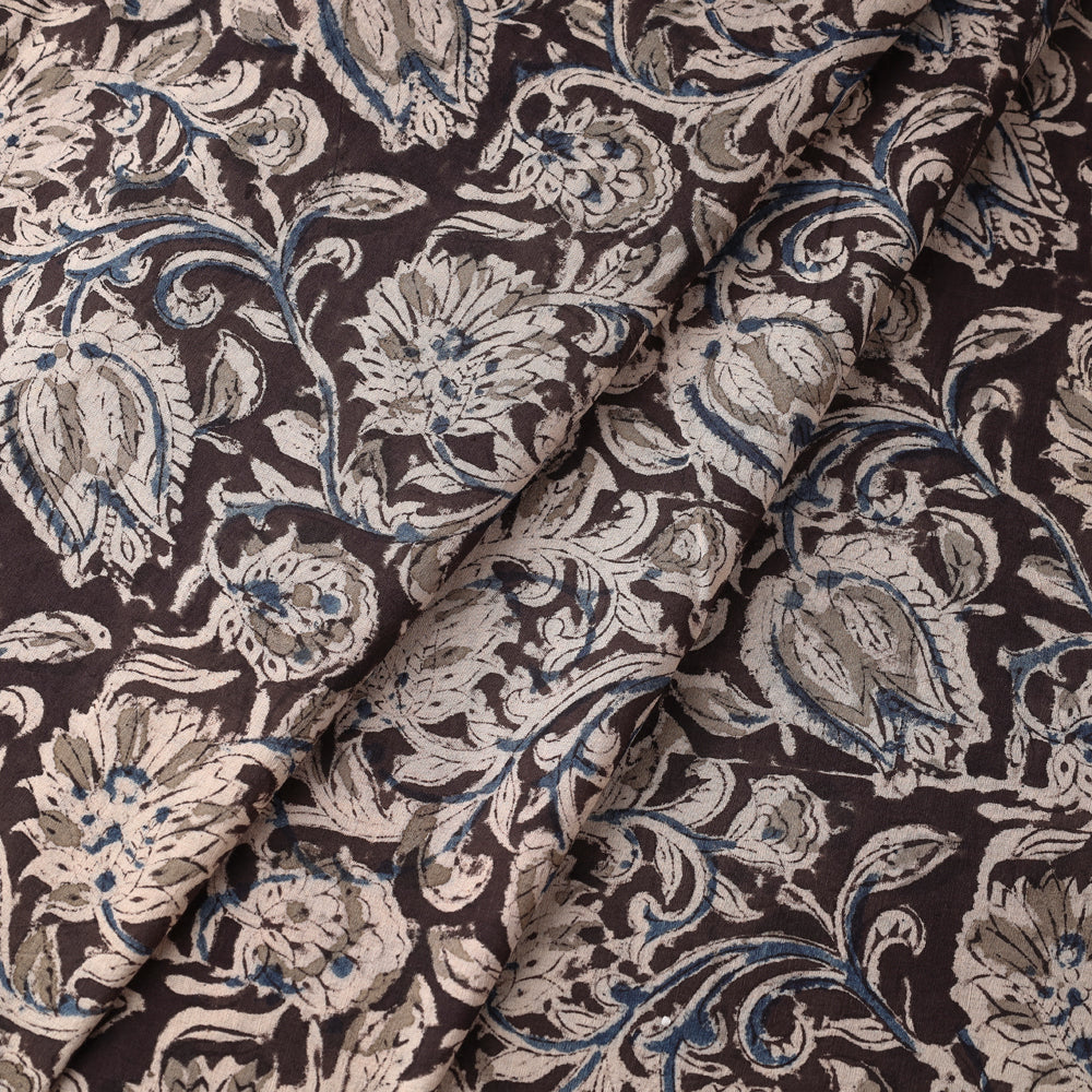 Brown - Kalamkari Block Printed Cotton Fabric