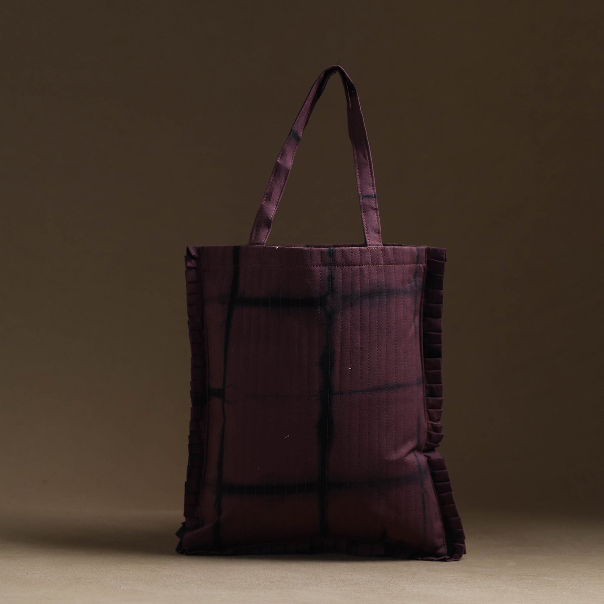 Brown - Handcrafted Cotton Frill Jhola Bag 04